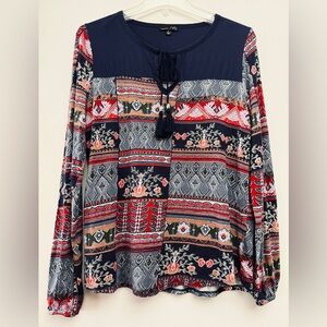 RXB Multicolor Boho Long Sleeve Blouse